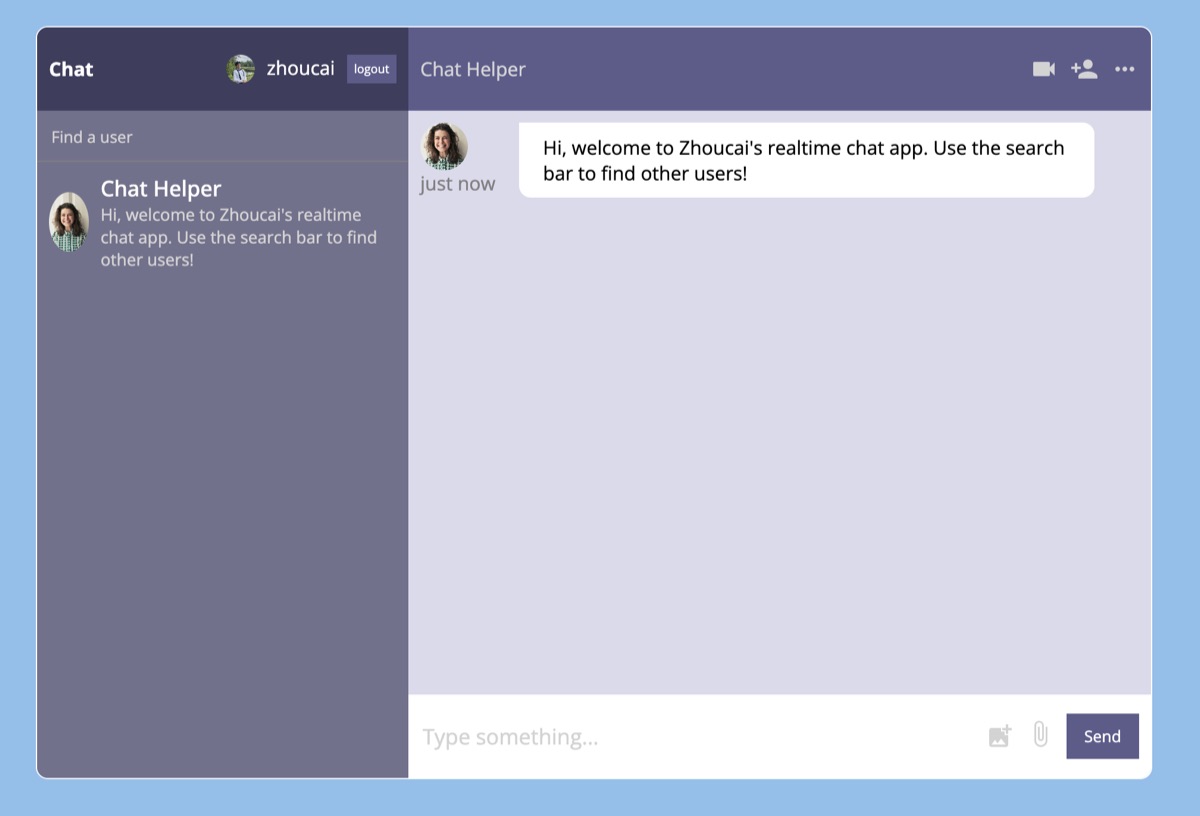 Screenshot of the chat app's conversation view