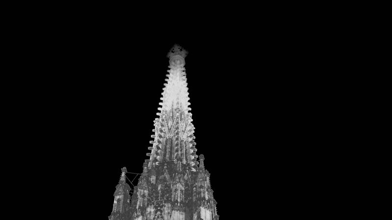 Cathedral spire at night