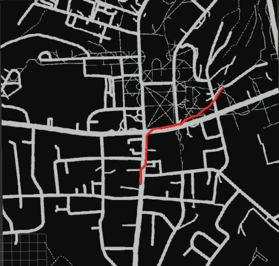 Map of a robot's planned delivery route through Hanover, NH